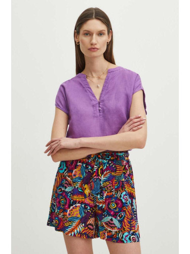 Ленена блуза Medicine дамска в лилаво с изчистен дизайн