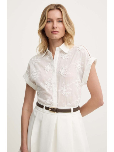 Памучна риза Answear Lab дамска в бяло със стандартна кройка с класическа яка
