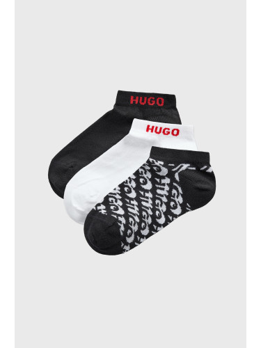 3PACK къси чорапи HUGO Logo Allover