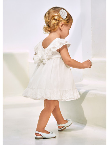 Бебешка официална рокля в бял с дантела цвят Mayoral