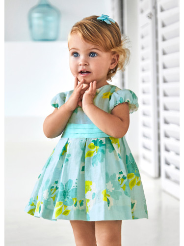 Бебешка рокля с къс ръкав в цвят мента на цветя Mayoral