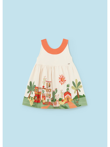 Бебешка трикотажна рокля в бежов цвят Mayoral