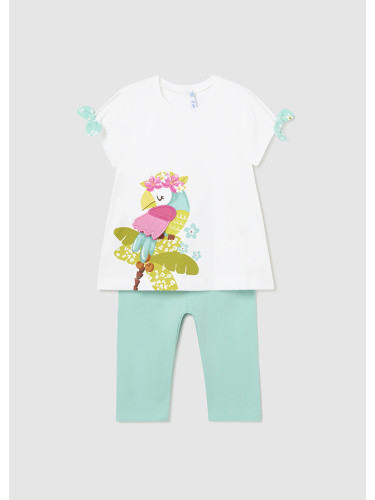 Бебешки комплект с принт папагал и декоративни елементи в мента цвят Mayoral