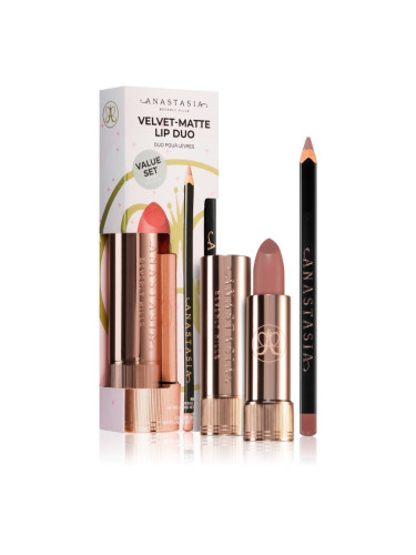 Anastasia Beverly Hills Velvet-Matte Lip Duo подаръчен комплект Deep Taupe & Blush Brown(за устни) цвят