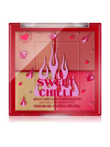 I Heart Revolution Sweet Chilli Blush & Highlight Quad палитра с хайлайтъри и ружове 4x0.9 гр.
