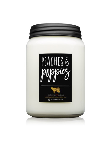 Milkhouse Candle Co. Farmhouse Peaches & Poppies ароматна свещ Mason Jar 737 гр.