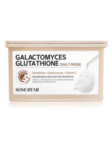 Some By Mi Galactomyces Glutathione Daily Mask Pack озаряваща платнена маска големи опаковки 30 бр.