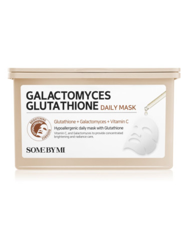 Some By Mi Galactomyces Glutathione Daily Mask Pack озаряваща платнена маска големи опаковки 30 бр.