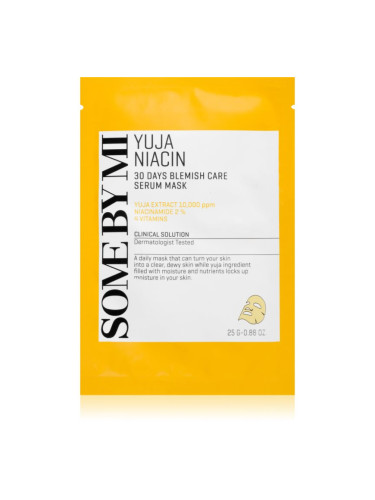 Some By Mi Yuja Niacin Blemish Care Serum Mask озаряваща платнена маска за мазна и проблемна кожа 25 гр.