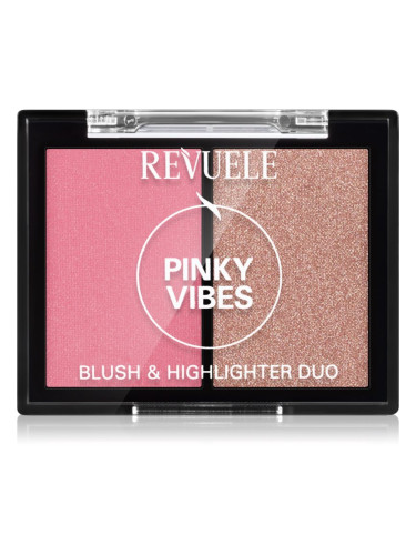 Revuele Blush & Highlighter Duo озаряващ руж цвят Pinky Vibes 8 гр.