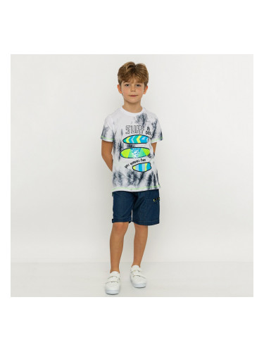 Комплект за момче от къси панталонки тениска в бяло и черно