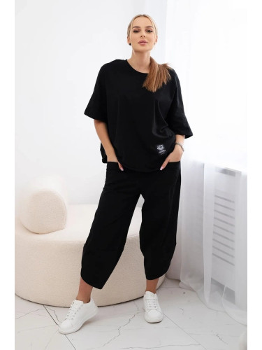 Women's set blouse + trousers - black