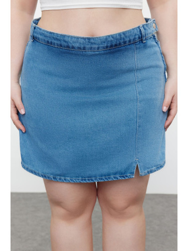 Trendyol Curve Blue Slit Denim Shorts Skirt