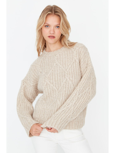 Trendyol Stone Soft Textured Wide Fit Knitwear Sweater