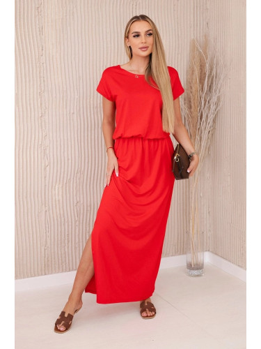 Women's viscose dress with pockets - red