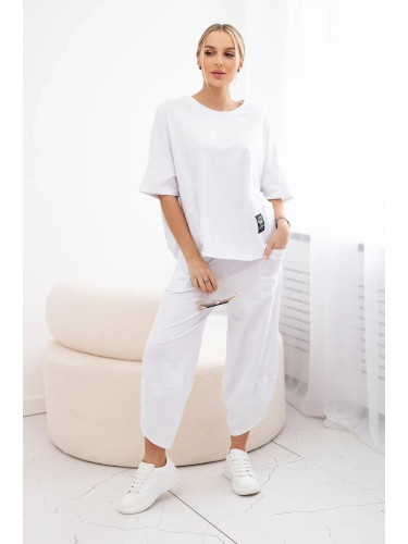 Women's set blouse + trousers - white