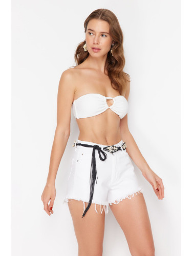 Trendyol White Mini Woven Denim 100% Cotton Shorts & Bermuda