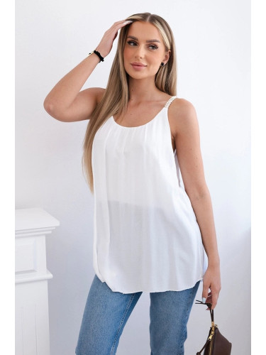 Women's viscose blouse with straps - white