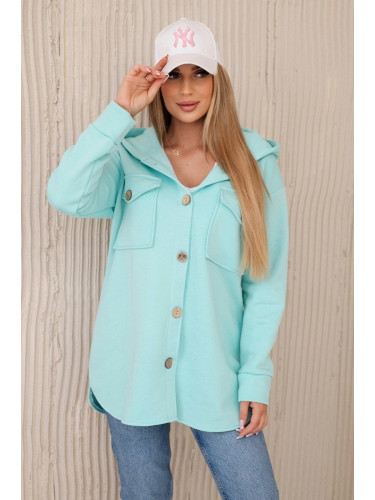 Women's insulated sweatshirt with decorative buttons - mint