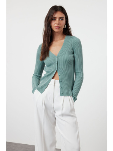 Trendyol Mint Basic V-Neck Knitwear Cardigan