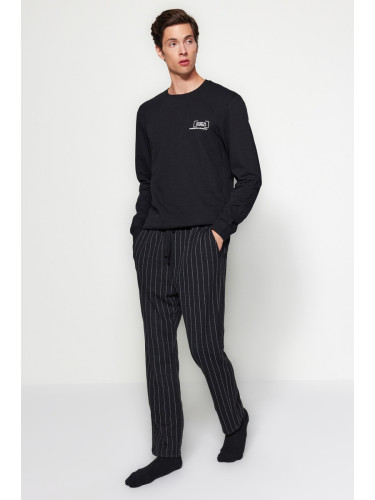 Trendyol Black Striped Knitted Pajama Bottoms