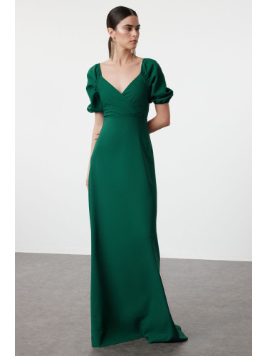 Trendyol Emerald Green A-Line Woven Long Evening Dress & Graduation Dress