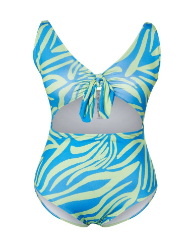 Trendyol Curve Blue-Green Lacing Detailed Floral Patterned Swimsuit