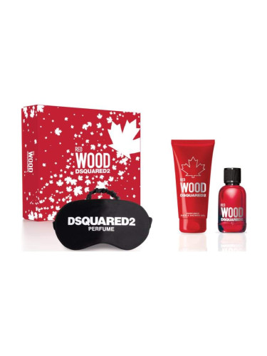 Dsquared2 Wood Red Комплект за жени EDT Тоалетна вода 50 ml SG 100 ml Душ гел Маска за сън