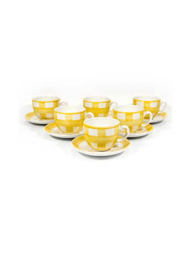 К-кт за кафе 6бр. керамични чаши Tereza с чинийки бял жълт