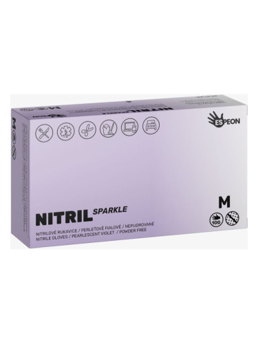 Espeon Nitril Sparkle Pearlescent Violet нитрилни ръкавици без пудра размер M 2x50 бр.