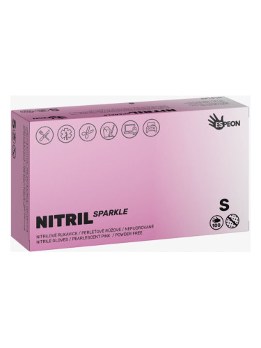 Espeon Nitril Sparkle Pearlescent Pink нитрилни ръкавици без пудра размер S 2x50 бр.