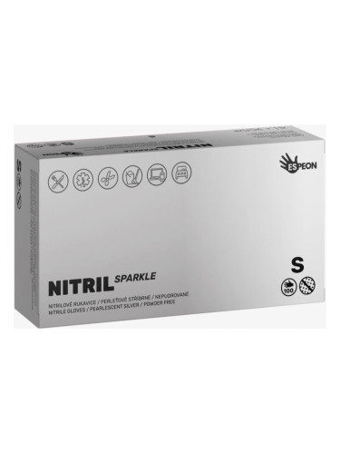 Espeon Nitril Sparkle Pearlescent Silver нитрилни ръкавици без пудра размер S 2x50 бр.
