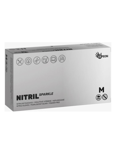 Espeon Nitril Sparkle Pearlescent Silver нитрилни ръкавици без пудра размер M 2x50 бр.