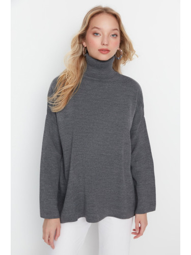 Trendyol Gray Oversized Basic Knitwear Sweater