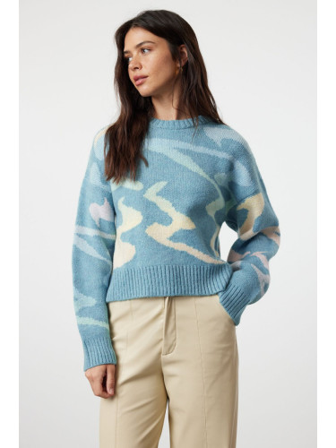 Trendyol Blue Soft Textured Patterned Knitwear Sweater