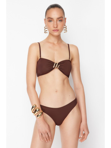 Trendyol X Zeynep Tosun Brown Snake Accessory Detailed Removable Strap Bikini Set
