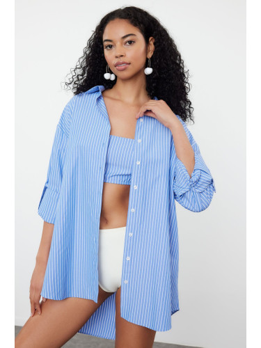 Trendyol Striped Woven Shirt Bralette Set