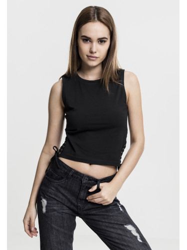 Ladies Lace Up Cropped Top black