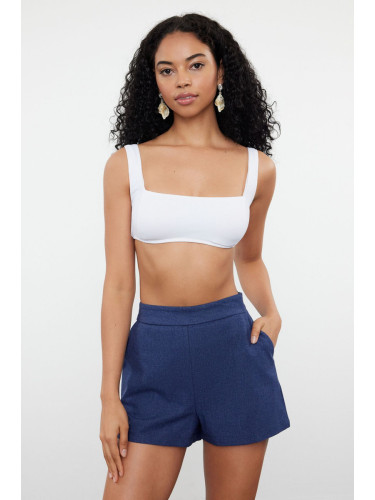 Trendyol Blue Woven Linen Blend 100% Cotton Beach Shorts & Bermuda