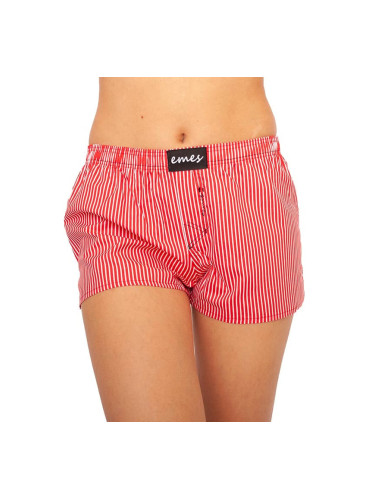 Emes red and white shorts with stripes