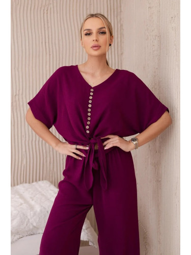 Women's set top with trousers - plum