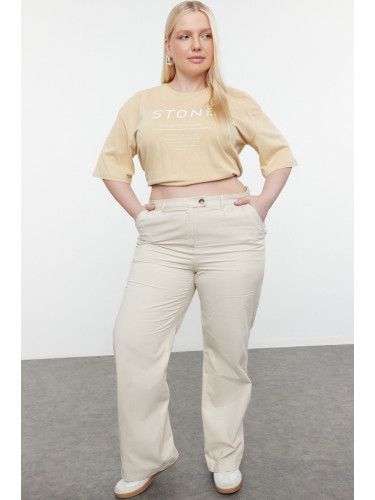 Trendyol Curve Stone Wide Leg/Wide Leg Woven Fabric Trousers