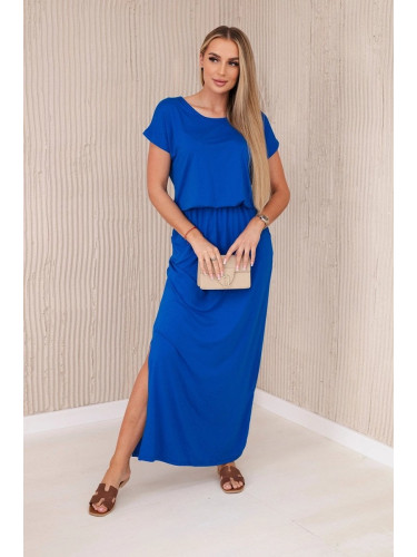 Women's viscose dress with pockets - cornflower blue
