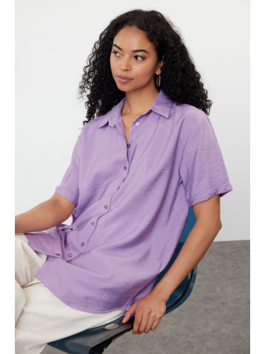 Trendyol Lilac Pocket Woven Shirt
