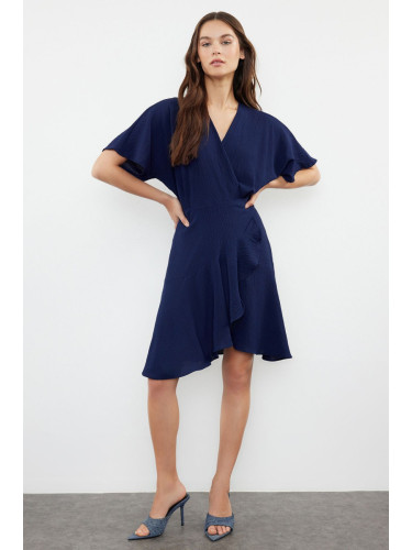 Trendyol Navy Blue Double Breasted Skirt Flounced Mini Woven Dress