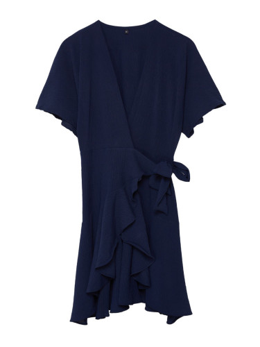Trendyol Navy Blue Straight Double Breasted Skirt Flounced Mini Woven Dress