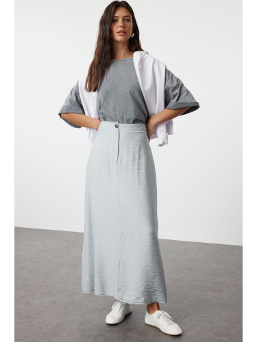 Trendyol Gray Normal Waist Woven Linen Look Skirt