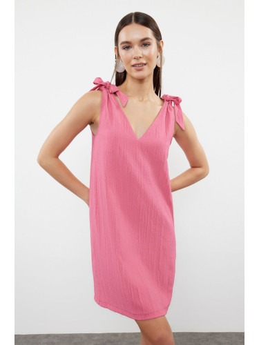 Trendyol Fuchsia Plain Relaxed Mini Woven 99% Polyester,1% Elastane Dress