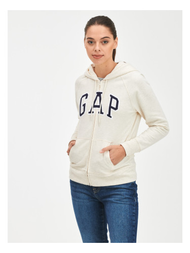 Beige women's sweatshirt GAP Logo full-zip hoodie