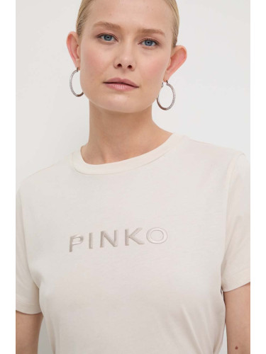Памучна тениска Pinko в бежово 101752.A1NW
